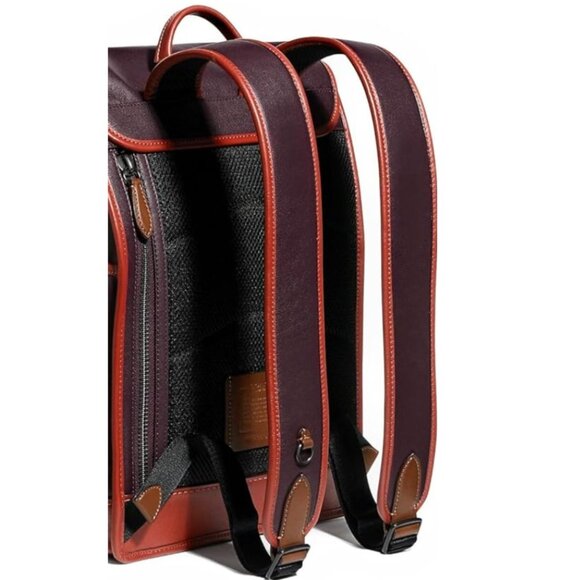 Coach Backpack Mens League Flap Large Leather Oxblood Red C5342 Laptop Sleeve - Picture 12 of 13